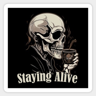 Staying Alive Funny Skeleton Sticker